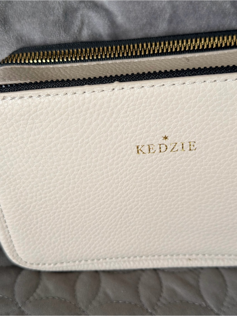 Kedzie Cream Leather Crossbody Bag with Gold Accents